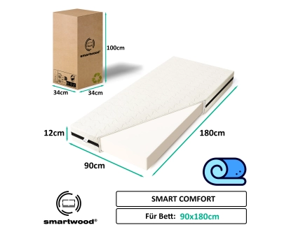 Schaumstoffmatratze für Kinder 12 cm mittlerer Härtegrad (H2)