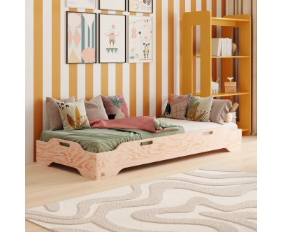 Bodenbett für Kinder mit Rausfallschutz und Lattenrost TILA 8 Montessori Holz