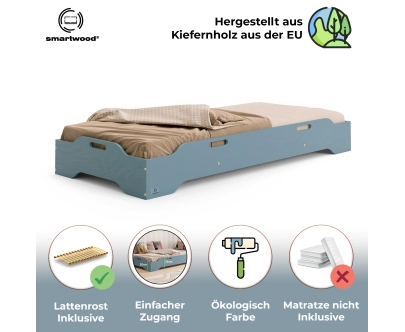Bodenbett für Kinder mit Rausfallschutz und Lattenrost TILA 8 Montessori Holz