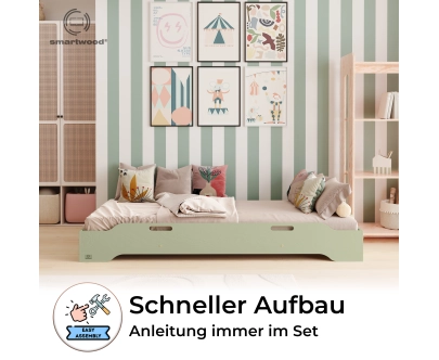 Bodenbett für Kinder mit Rausfallschutz und Lattenrost TILA 8 Montessori Holz