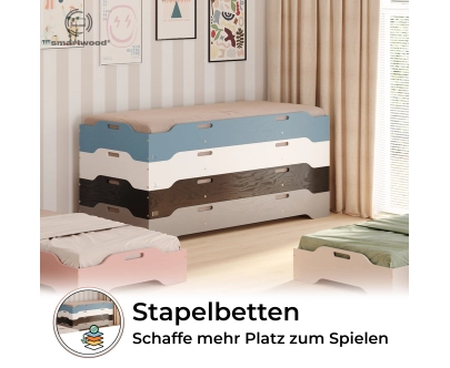 Bodenbett für Kinder mit Rausfallschutz und Lattenrost TILA 8 Montessori Holz