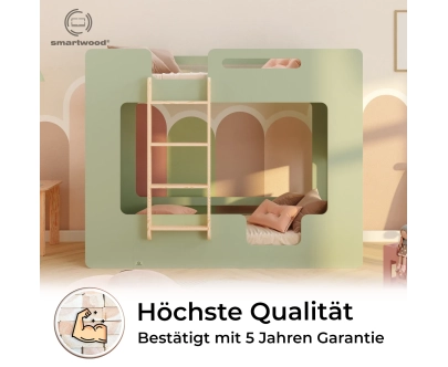 Etagenbett für Kinder mit Rausfallschutz und Lattenrost MIMI B Montessori Holz