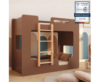 Etagenbett für Kinder mit Rausfallschutz und Lattenrost MIMI B Montessori Holz