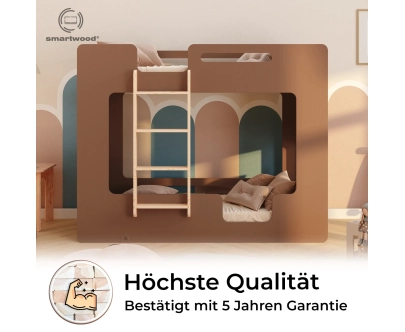 Etagenbett für Kinder mit Rausfallschutz und Lattenrost MIMI B Montessori Holz