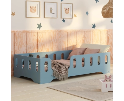 Einzelbett für Kinder mit Rausfallschutz und Lattenrost TILA 2 Montessori Holz