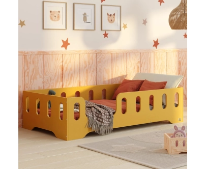 Einzelbett für Kinder mit Rausfallschutz und Lattenrost TILA 2 Montessori Holz