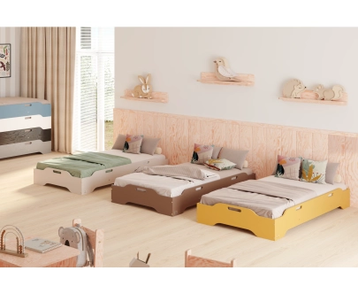 Bodenbett für Kinder mit Rausfallschutz und Lattenrost TILA 8 Montessori Holz