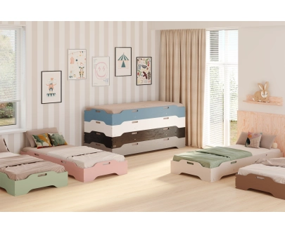 Bodenbett für Kinder mit Rausfallschutz und Lattenrost TILA 8 Montessori Holz