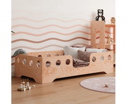 Einzelbett für Kinder mit Rausfallschutz und Lattenrost TILA 4 Montessori Holz