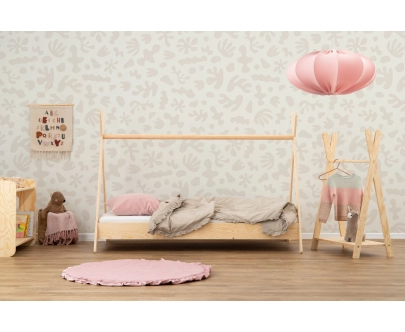 Hausbett für Kinder mit Rausfallschutz und Lattenrost TIPI Montessori Holz