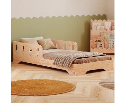 Einzelbett für Kinder mit Rausfallschutz und Lattenrost TILA 6 Montessori Holz