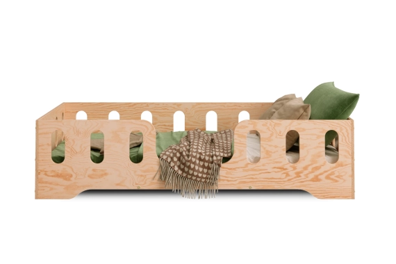 Einzelbett für Kinder mit Rausfallschutz und Lattenrost TILA 2 Montessori Holz