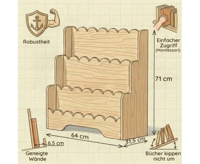 Kinderbücherregal LULU Montessori aus Holz