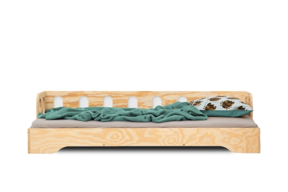 Einzelbett für Kinder mit Rausfallschutz und Lattenrost Sofa TILA 1S Montessori Holz