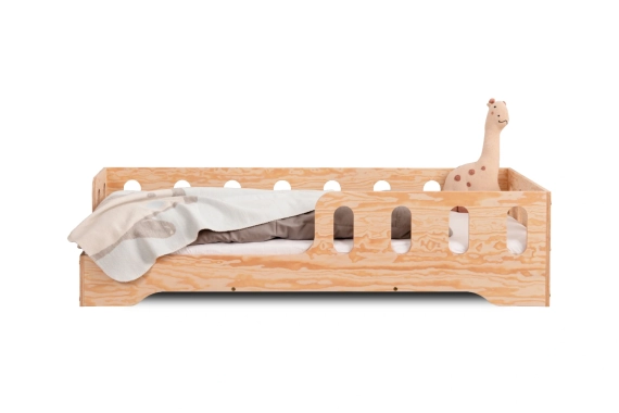 Einzelbett für Kinder mit Rausfallschutz und Lattenrost TILA 1 Montessori Holz