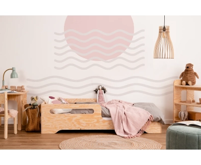 Einzelbett für Kinder mit Rausfallschutz und Lattenrost TILA 3 Montessori Holz
