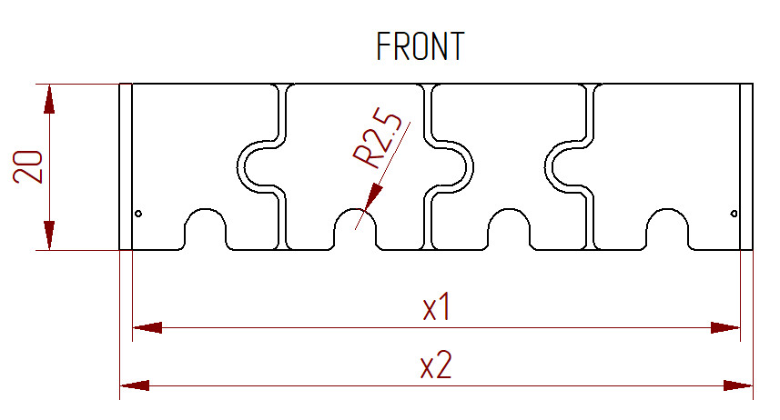 Technische Zeichnung des Schutzgitters in Puzzle-Form