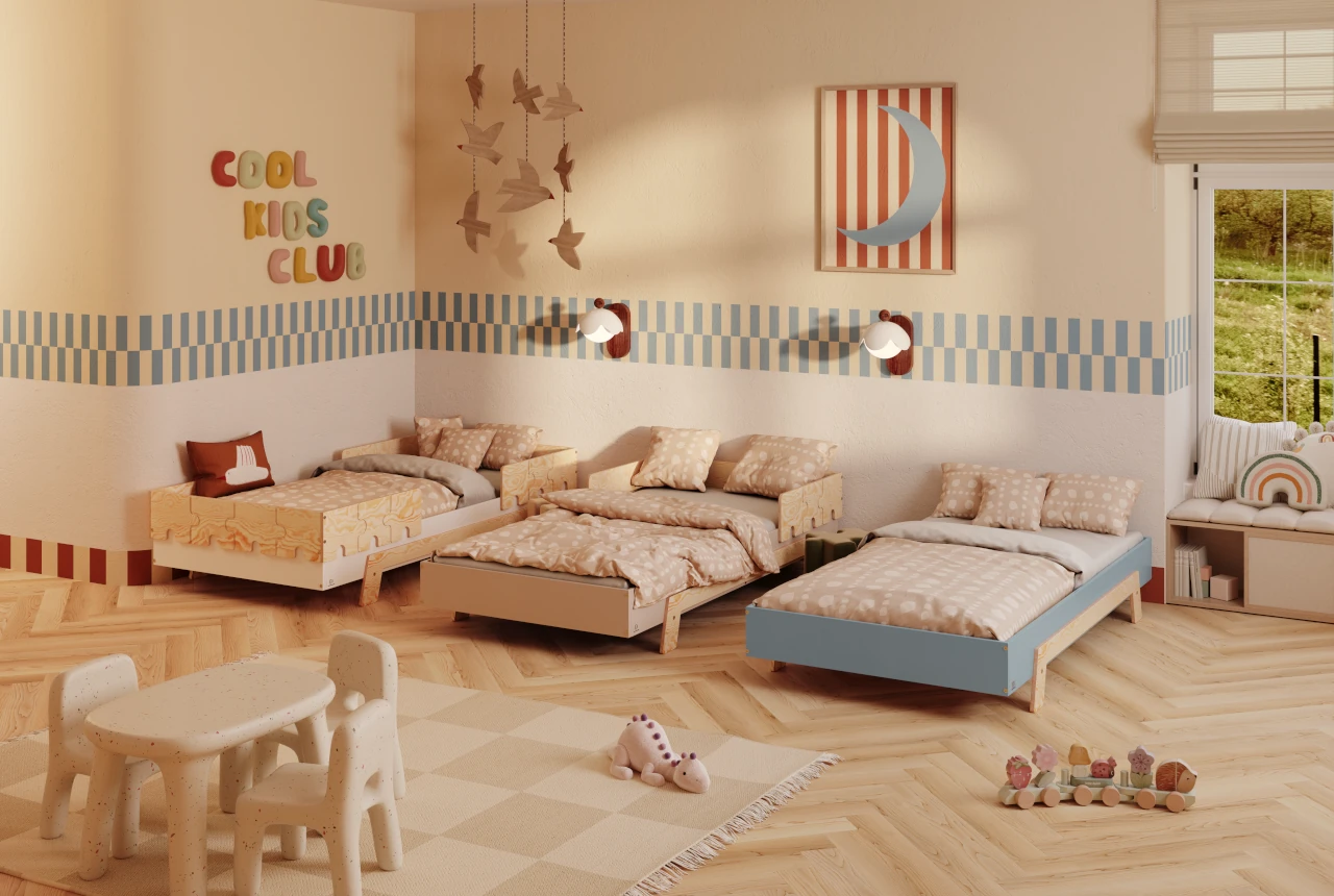 Set aus Kinderbetten Puzzle aus Kiefersperrholz
